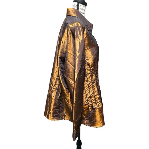 Coldwater Creek Iridescent, blouse  bronze metallic Beads 2X Whimsygoth Fairy - Picture 2 of 9